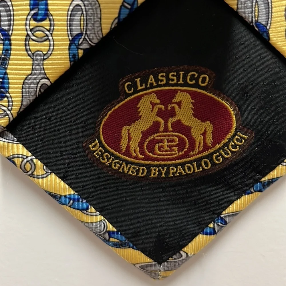 Paolo Gucci Classico Yellow‎ and Blue Equestrian Tie